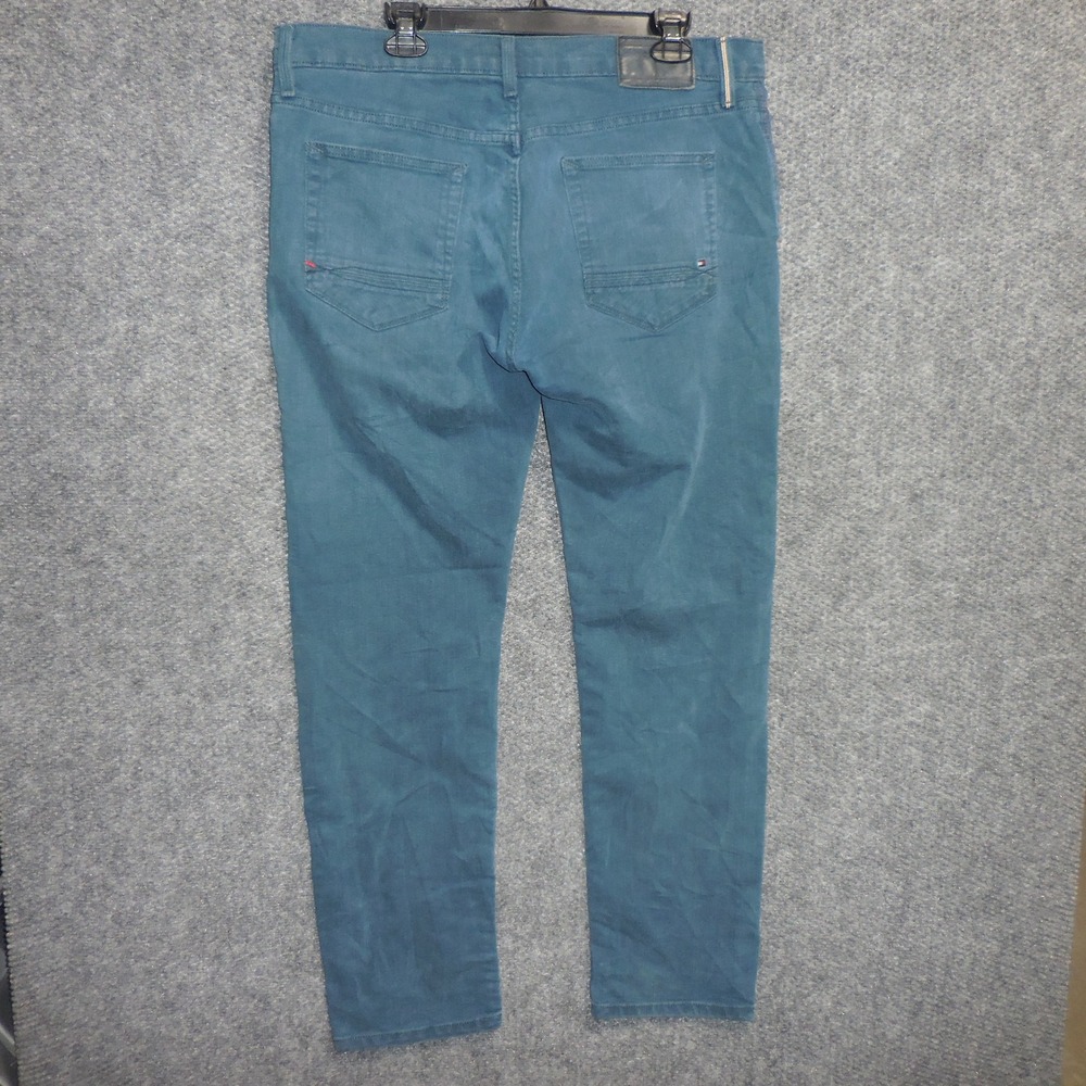 Tommy Hilfiger Mens Slim Fit Pants 36x32 Teal Blue Stretch Chino Trousers